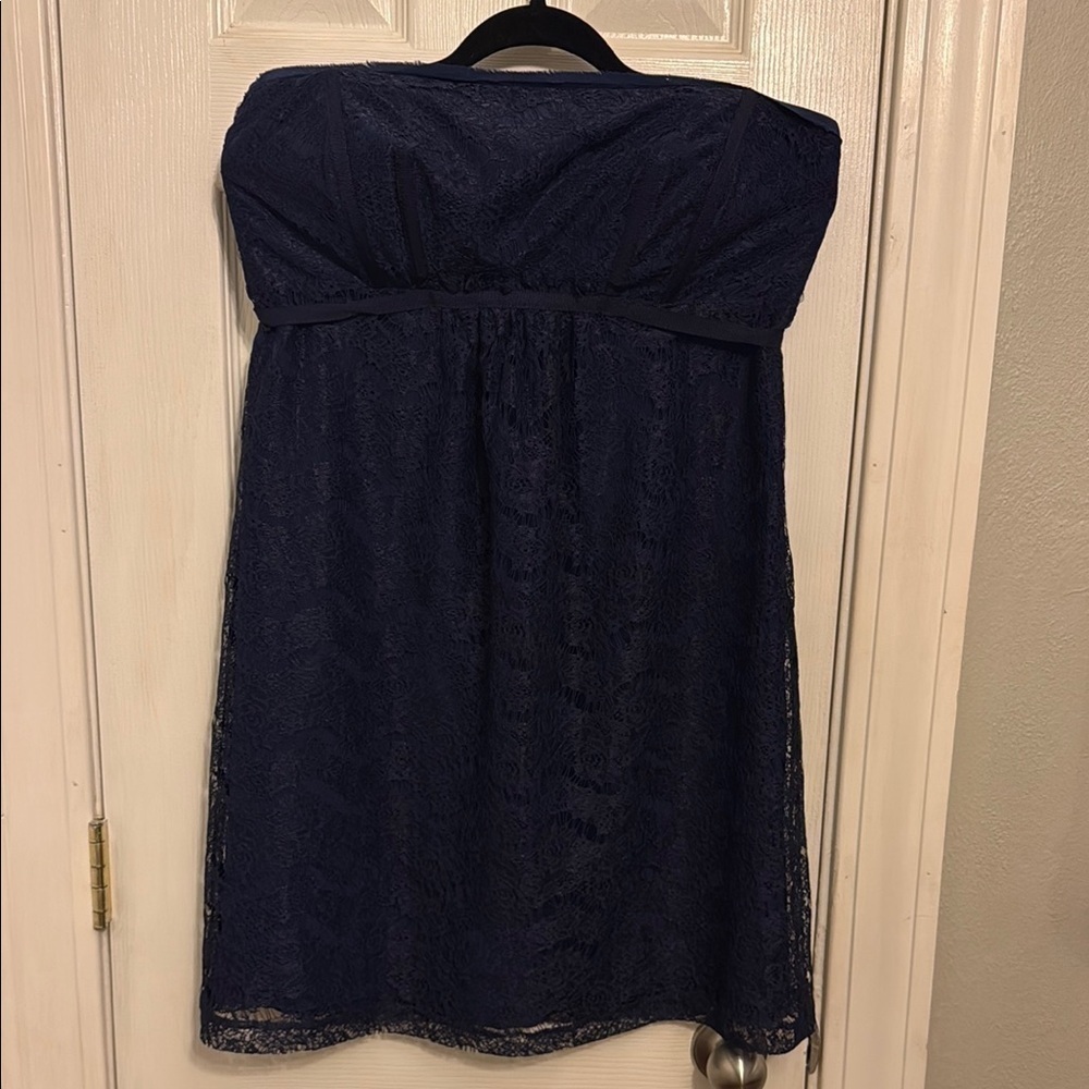 A Pea in the Pod Blue Strapless A-line Cocktail Dress #644